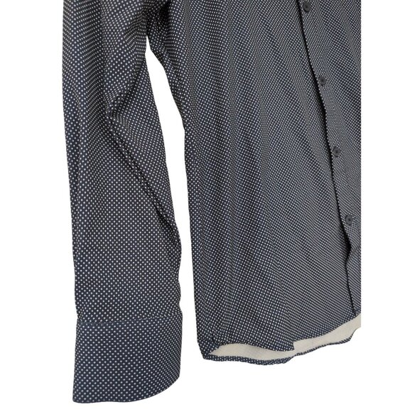 Mizzen Main Leeward Shirt Mens S Trim Fit Blue White Dot Button Up Long Sleeve - Picture 4 of 9